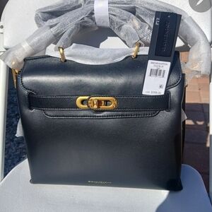 Donna Karan Midnight Satchel with Gold Accents